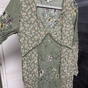 love, Fire Olive Floral Mini Dress